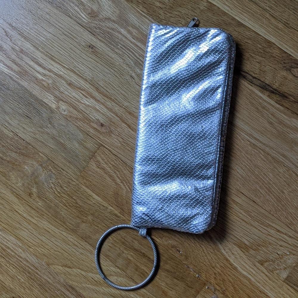 Silver Faux Snake Skin Clutch